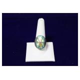 Zuni Starburst Inlaid Sterling Silver Ring