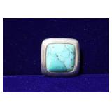 Barse Turquoise Square Sterling Silver Pendant