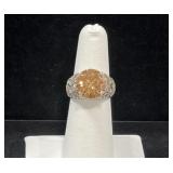 STERLING SILVER FILAGREE & CITRINE RING -