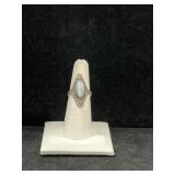 STERLING SILVER & MOONSTONE FILIGREE NAVETTE RING