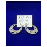 PAIR OF STERLING SILVER FILIGREE HOOP EARRINGS W/