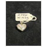 STERLING SILVER HEART-SHAPED LOCKET PENDANT W/