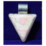 Rhodochrosite Triangle Sterling Silver Pendant