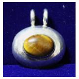 Tigers Eye Oval Sterling Silver Pendant