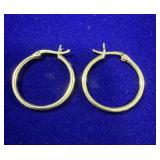 PAIR OF GOLD TONE STERLING SILVER THIN TUBE HOOP