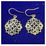 PAIR OF STERLING SILVER FLORAL MANDALA DROP
