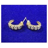 PAIR OF GOLD TONE STERLING SILVER J-HOOP EARRINGS