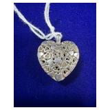 STERLING SILVER PUFFY HEART CUTOUT PENDANT -