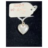 STERLING SILVER PUFFED HEART CHARM - WEIGHS