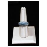 Sterling Light Blue CZ Pave Dome Ring