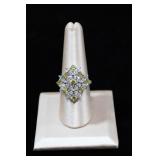 925 Cluster Marquise Cut Yellow & White Stone Ring