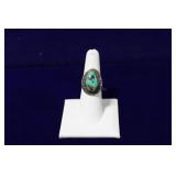 Navajo Brown Matrix Turquoise Sterling Silver Ring