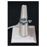 Large Oval Blue Topaz Sterling Silver Ring