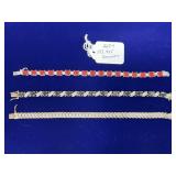 (3) STERLING SILVER TENNIS STYLE BRACELETS - 7"