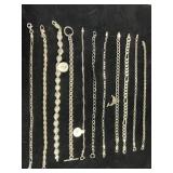 (11) 7" STERLING SILVER BRACELETS - ASSORTED -