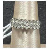 Double Row CZ Sterling Silver Ring