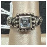 Sterling Silver Square Cut Blue Topaz Gem Ring