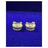 PAIR OF STERLING SILVER HOOP EARRINGS W/