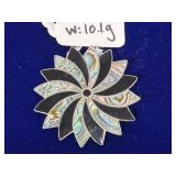 Mexican Sterling Silver Pinwheel Abalone Pendant