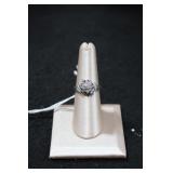 Sterling Silver CZ Floral Cluster Bypass Ring