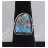 Navajo Braided Sterling Turquoise Nugget Ring