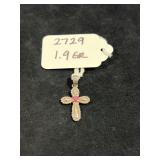 RUBY STERLING SILVER BUBBLE CROSS PENDANT -