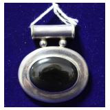 Sterling Silver Black Onyx Cabochon Pendant