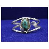 Navajo Chrysocolla Leaf Turquoise Cuff Bracelet