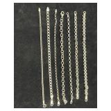(7) STERLING SILVER CHAIN LINK BRACELETS - 7" -