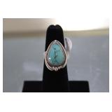 Native American Sterling Tear Drop Turquoise Ring