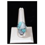Native American Sterling Channel Inlay Ring