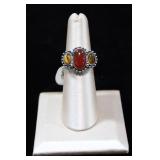 Carnelian & Tiger Eye Sterling Silver Ring