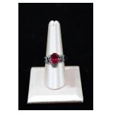Vibrant Oval Cut Lab Created Ruby 925 Ring