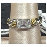 Multi-Colored Band CZ Engagement Ring