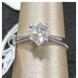 Princess Cut CZ Sterling Silver Engagement Ring