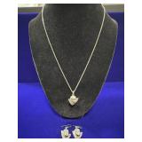 STERLING SILVER CHERUB NECKLACE & EARRINGS SET -
