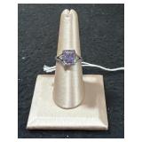 Emerald Cut Light Purple Gem Sterling Ring