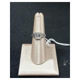 Sterling Silver Filigree CZ Emerald Cut Ring