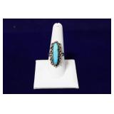 Beau Sterling Silver Turquoise Stone Filigree Ring