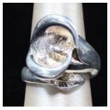 Sterling Sculptural Tulip-Inspired Bypass Ring