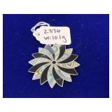 Mexican Sterling Silver Pinwheel Abalone Pendant