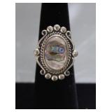 Native American Sterling Silver Abalone Shell Ring
