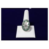 Zuni Navajo Sterling Silver Starburst Inlaid Ring