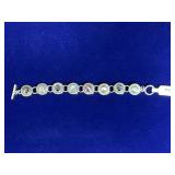 STERLING SILVER MOONSTONE BRACELET - 6.5" -