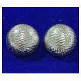 PAIR OF STERLING SILVER DOMED STUD EARRINGS W/