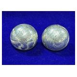 PAIR OF STERLING SILVER DOMED STUD EARRINGS W/