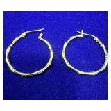 PAIR OF GOLD-TONED STERLING SILVER BAMBOO PATTERN