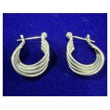 PAIR OF SMALL STERLING SILVER TWISTED MULTI-HOOP