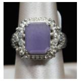 Rectangle Lavender Chalcedony Sterling Silver Ring