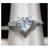 Sterling Silver Heart Shaped CZ Ring